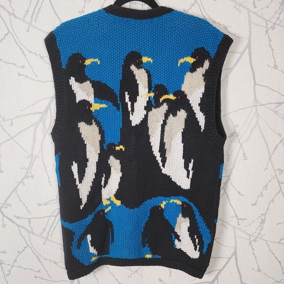 Raphels Penguins Ramie Cotton Hand Knit Sweater Vest - Picture 3 of 5